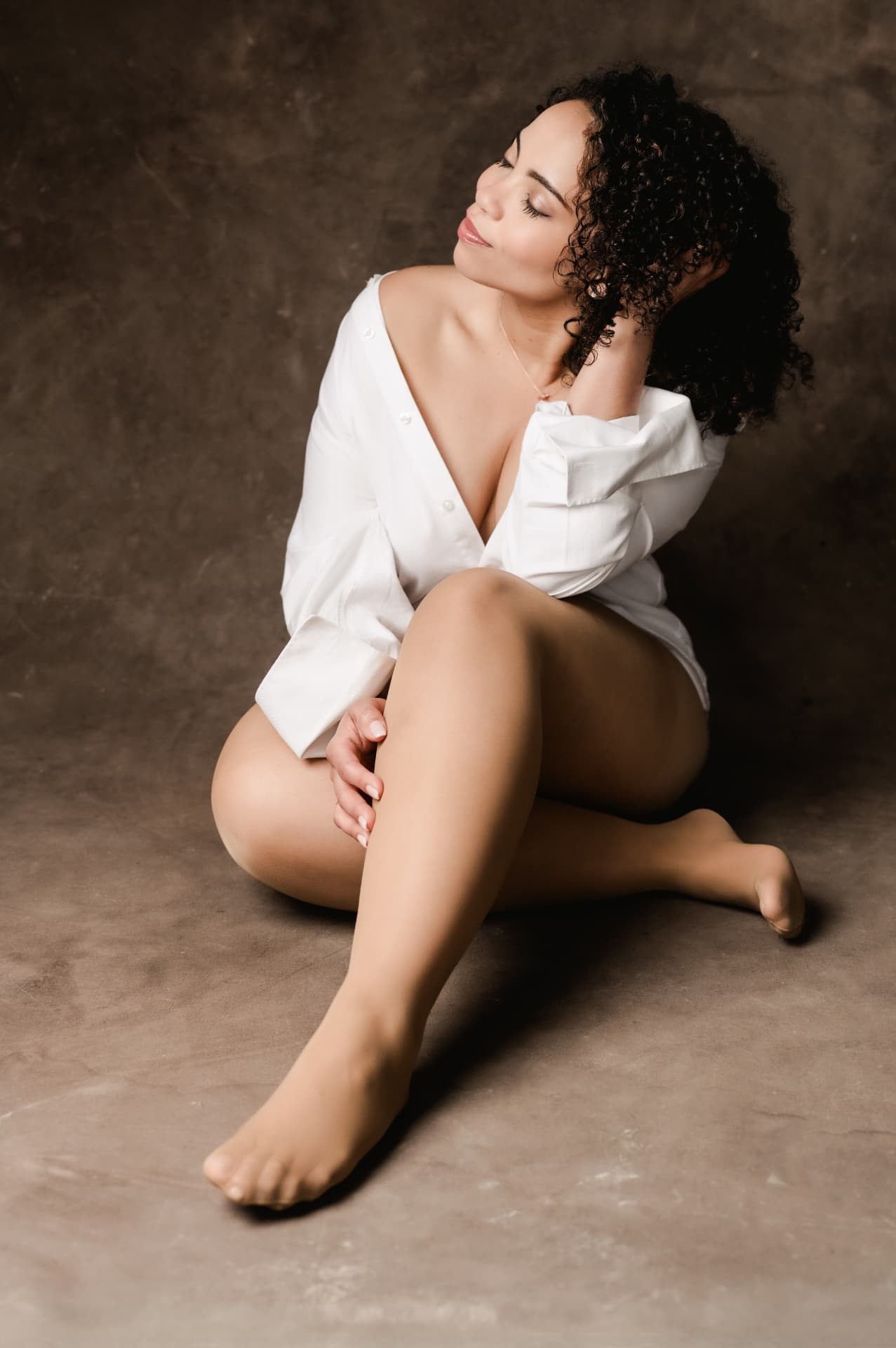 Confidence Project boudoir portrait in soft studio light